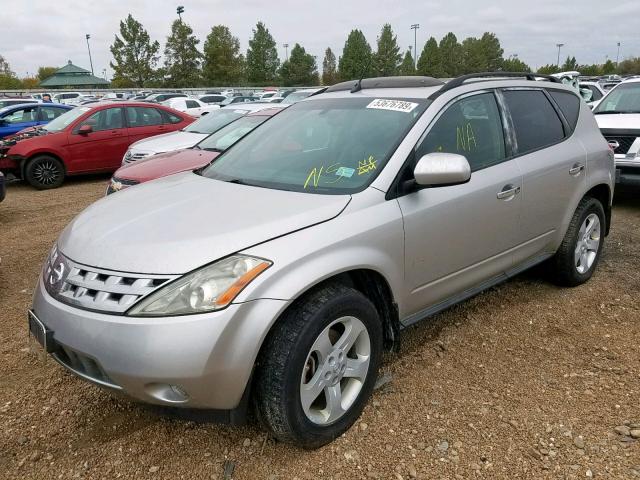 JN8AZ08W05W412818 - 2005 NISSAN MURANO SL SILVER photo 2