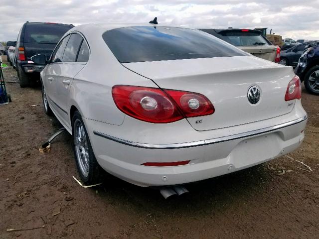 WVWHN7AN0AE529895 - 2010 VOLKSWAGEN CC LUXURY WHITE photo 3