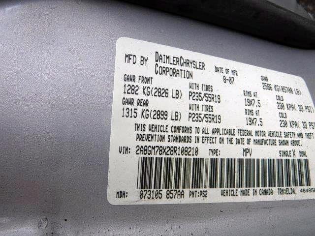 2A8GM78X28R108210 - 2008 CHRYSLER PACIFICA L SILVER photo 10