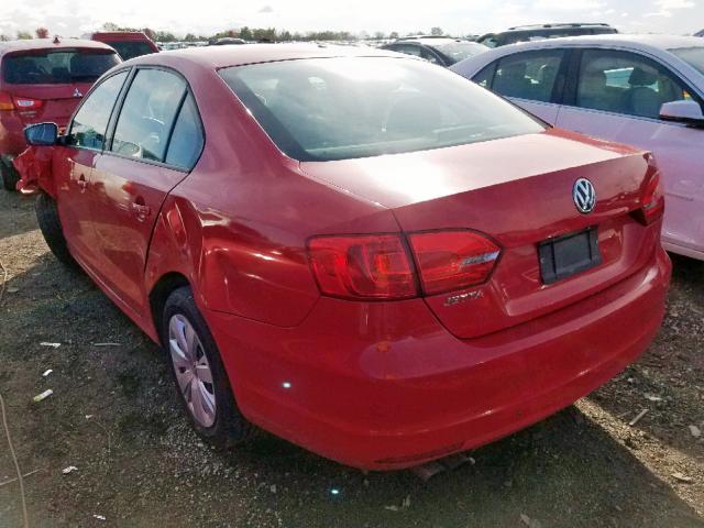 3VW2K7AJ6CM395870 - 2012 VOLKSWAGEN JETTA BASE 红色 照片 3