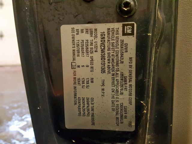 1GNDV23W38D131305 - 2008 CHEVROLET UPLANDER L Mavi foto 10