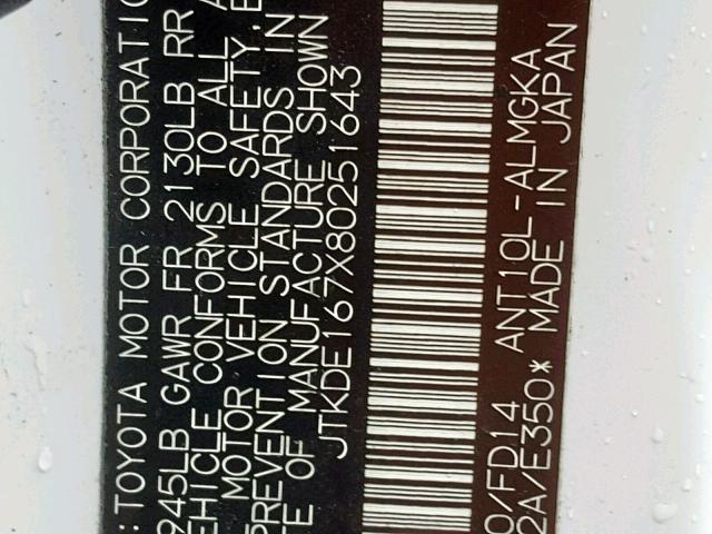 JTKDE167X80251643 - 2008 TOYOTA SCION TC Ağ foto 10