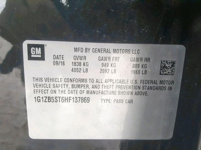 1G1ZB5ST6HF137869 - 2017 CHEVROLET MALIBU LS 黑色 照片 10