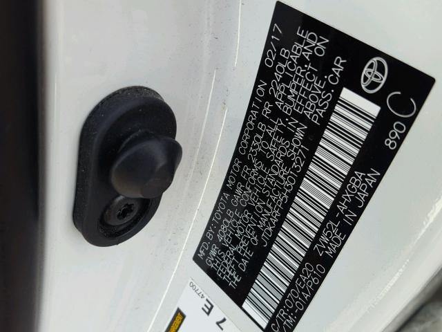 JTDKARFP5H3013271 - 2017 TOYOTA PRIUS PRIM თეთრი ფოტო 10