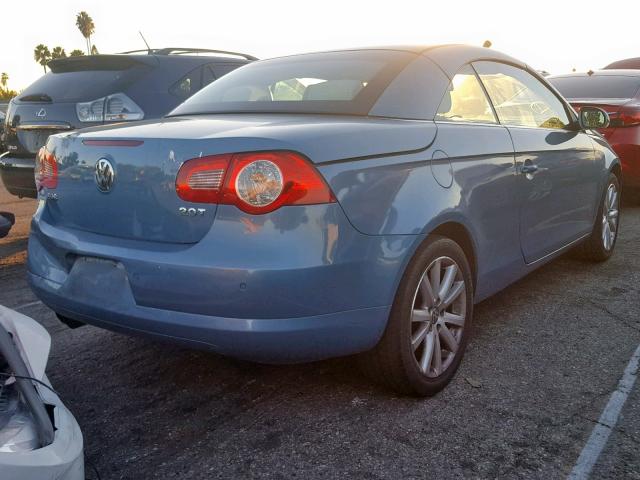 WVWFA71F27V001991 - 2007 VOLKSWAGEN EOS 2.0T L BLUE photo 4