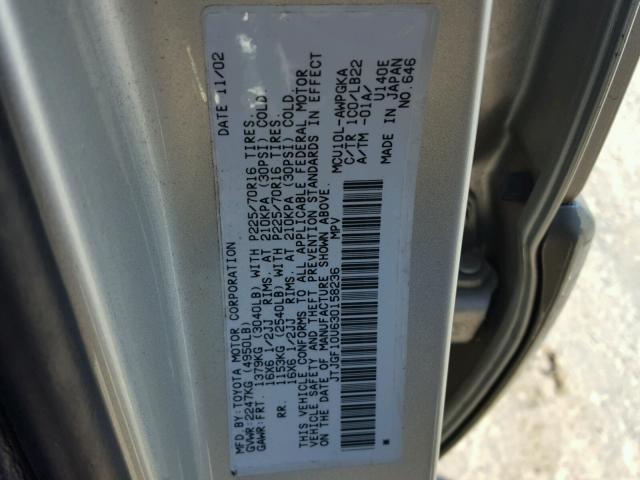 JTJGF10U630158236 - 2003 LEXUS RX 300 SILVER photo 10