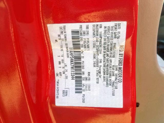 1FAHP34NX7W113344 - 2007 FORD FOCUS ZX4 RED photo 10