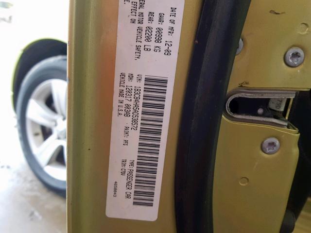 1B3CB4HA5AD538572 - 2010 DODGE CALIBER SX GREEN photo 10