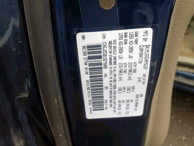 1C4GJ25381B276068 - 2001 CHRYSLER VOYAGER BLUE photo 10