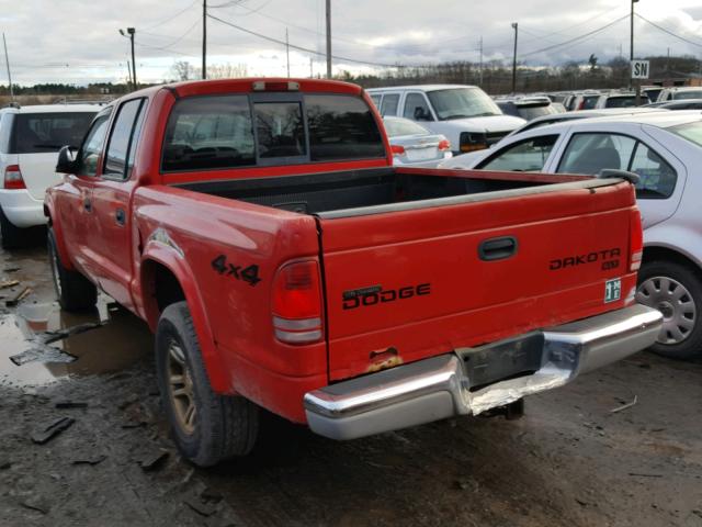 1D7HG48N54S706788 - 2004 DODGE DAKOTA QUA RED photo 3