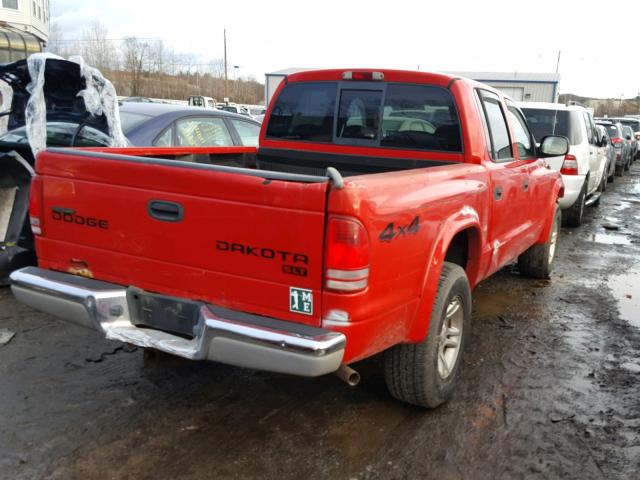 1D7HG48N54S706788 - 2004 DODGE DAKOTA QUA RED photo 4