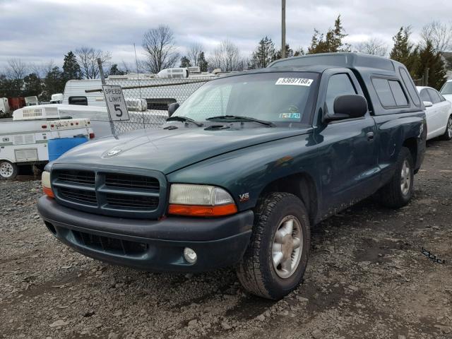 1B7FL26XXYS709763 - 2000 DODGE DAKOTA GREEN photo 2