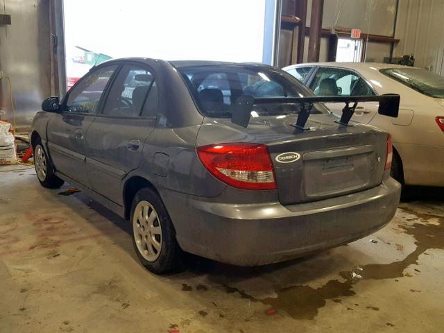 KNADC125746325851 - 2004 KIA RIO GRAY photo 3