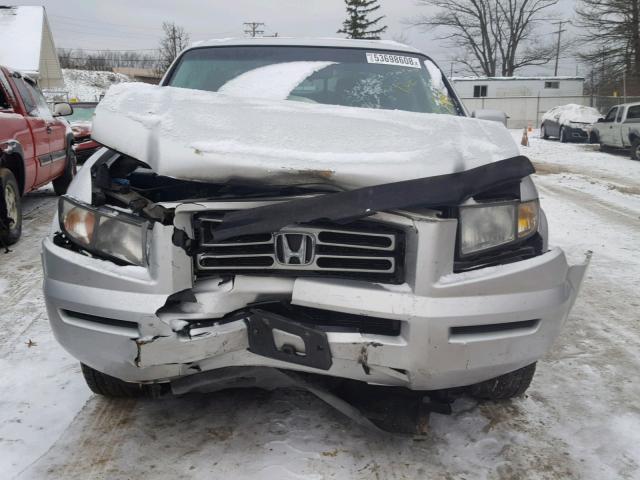 2HJYK16586H520646 - 2006 HONDA RIDGELINE SILVER photo 9