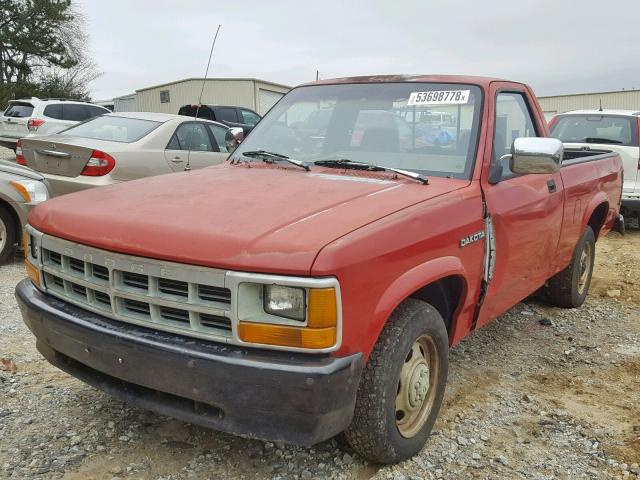 1B7FL16G3MS314506 - 1991 DODGE DAKOTA RED photo 2