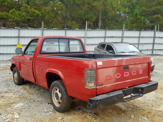 1B7FL16G3MS314506 - 1991 DODGE DAKOTA RED photo 3