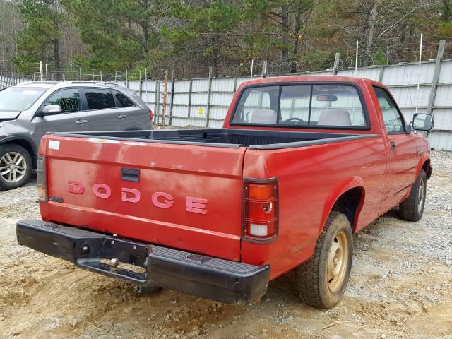 1B7FL16G3MS314506 - 1991 DODGE DAKOTA RED photo 4