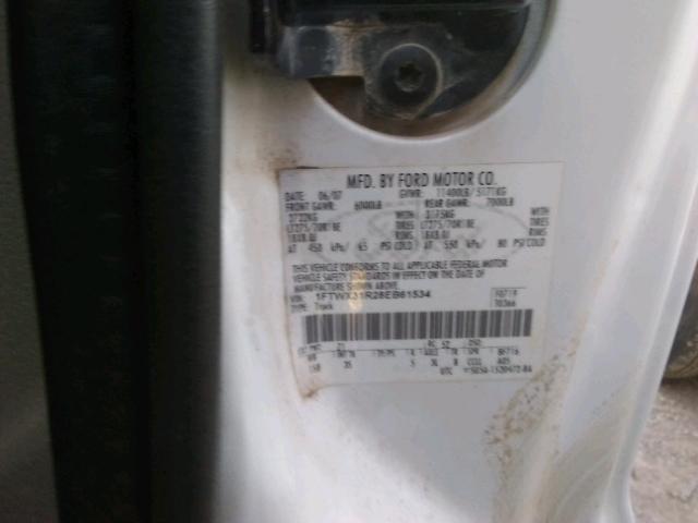 1FTWX31R28EB61534 - 2008 FORD F350 SRW S WHITE photo 10