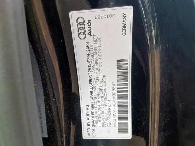 WAU3VAFR8AA009841 - 2010 AUDI S5 PRESTIG BLACK photo 10