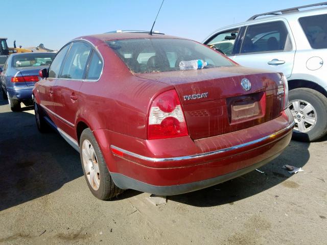 WVWTH63B33P282992 - 2003 VOLKSWAGEN PASSAT GLX MAROON photo 3