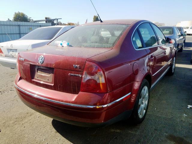 WVWTH63B33P282992 - 2003 VOLKSWAGEN PASSAT GLX MAROON photo 4