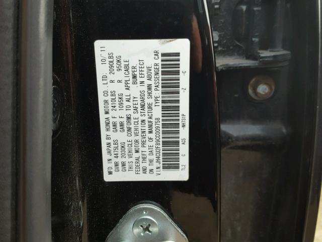 JH4CU2F89CC009758 - 2012 ACURA TSX SE BLACK photo 10