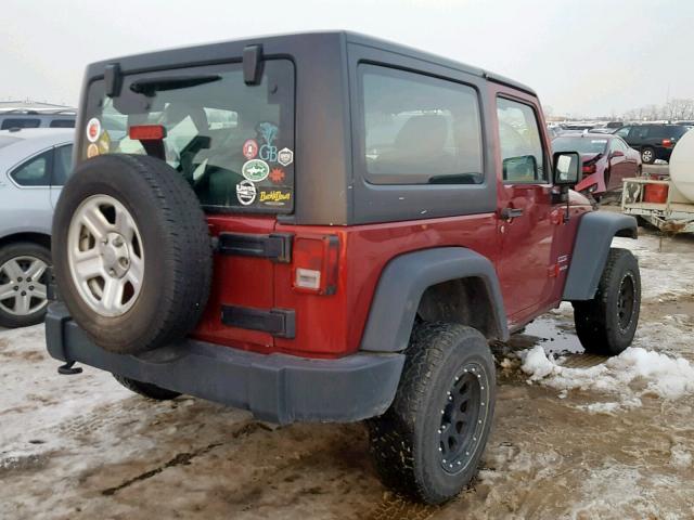 1C4AJWAG5DL501454 - 2013 JEEP WRANGLER S MAROON photo 4