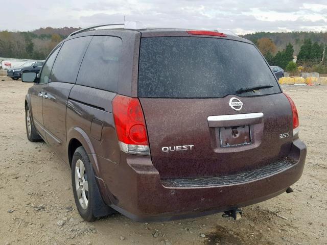 5N1BV28U07N119009 - 2007 NISSAN QUEST S BURGUNDY photo 3