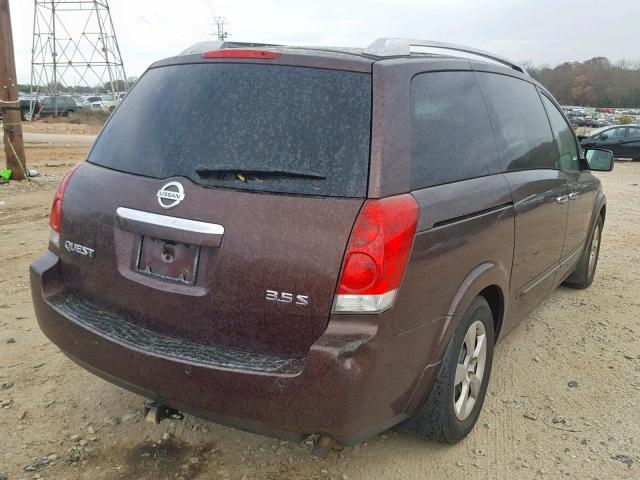 5N1BV28U07N119009 - 2007 NISSAN QUEST S BURGUNDY photo 4