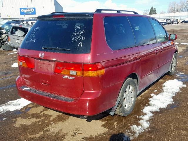 5FNRL18064B002500 - 2004 HONDA ODYSSEY EX RED photo 4