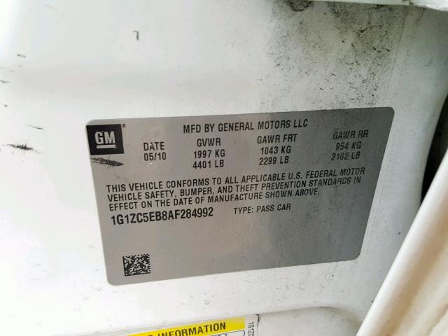 1G1ZC5EB8AF284992 - 2010 CHEVROLET MALIBU 1LT WHITE photo 10