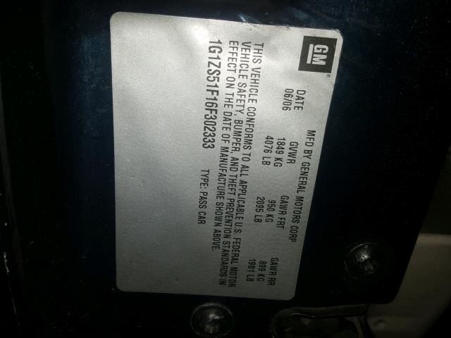 1G1ZS51F16F302333 - 2006 CHEVROLET MALIBU LS 蓝色 照片 10