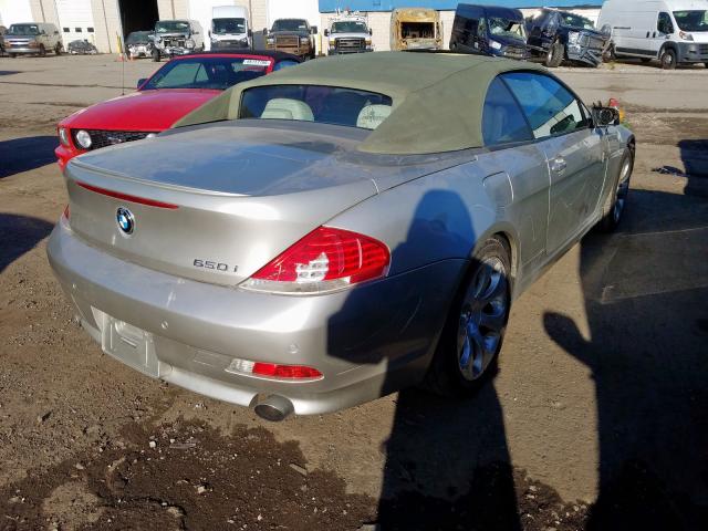 WBAEK13537CN82369 - 2007 BMW 650 I SILVER photo 4