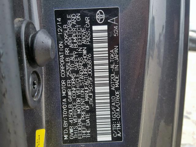 JTKJF5C75FJ005876 - 2015 TOYOTA SCION TC 黑色 照片 10