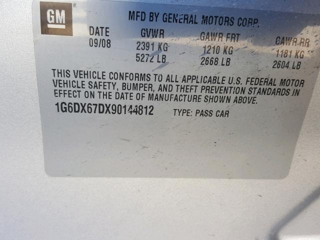 1G6DX67DX90144812 - 2009 CADILLAC STS-V SILVER photo 10