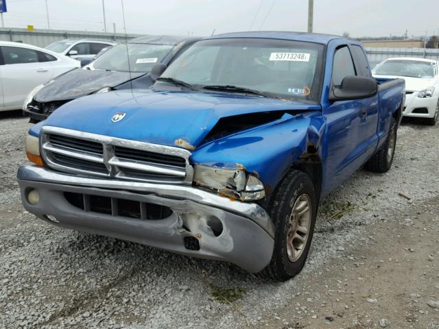 1B7GL22X21S125034 - 2001 DODGE DAKOTA BLUE photo 2