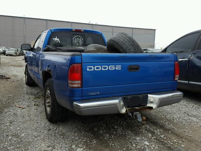 1B7GL22X21S125034 - 2001 DODGE DAKOTA BLUE photo 3