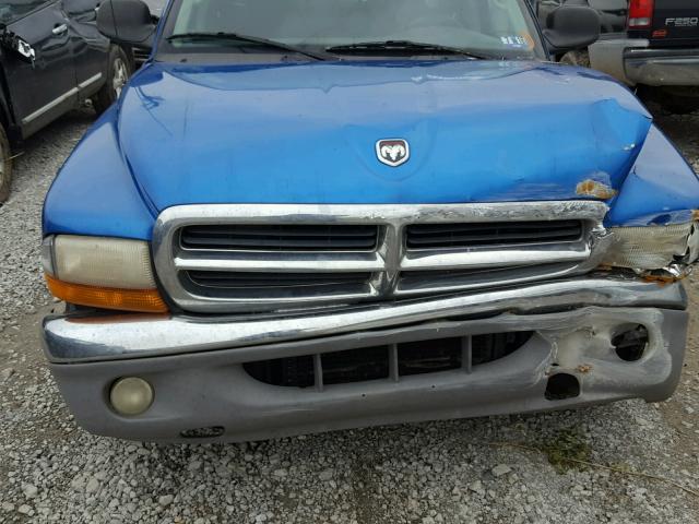 1B7GL22X21S125034 - 2001 DODGE DAKOTA BLUE photo 7