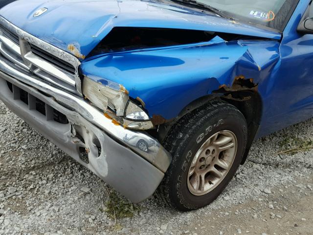 1B7GL22X21S125034 - 2001 DODGE DAKOTA BLUE photo 9