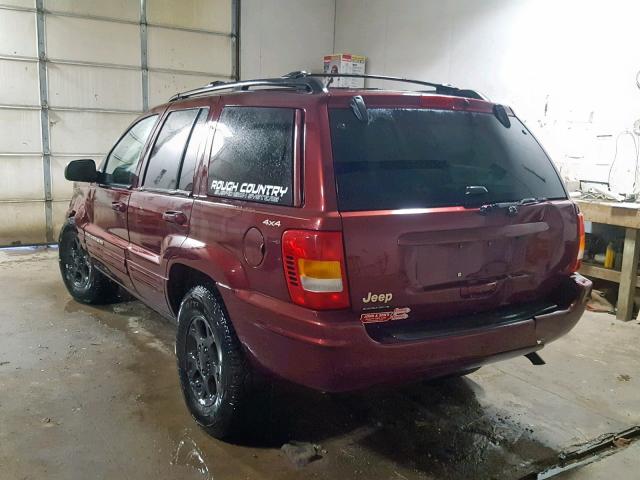 1J4GW68S7XC552698 - 1999 JEEP GRAND CHER BURGUNDY photo 3