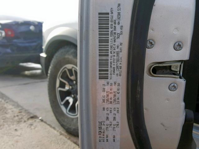 1C6RR7YT9GS120955 - 2016 RAM 1500 REBEL ვერცხლისფერი ფოტო 10