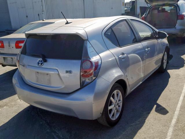 JTDKDTB39D1038624 - 2013 TOYOTA PRIUS C SILVER photo 4