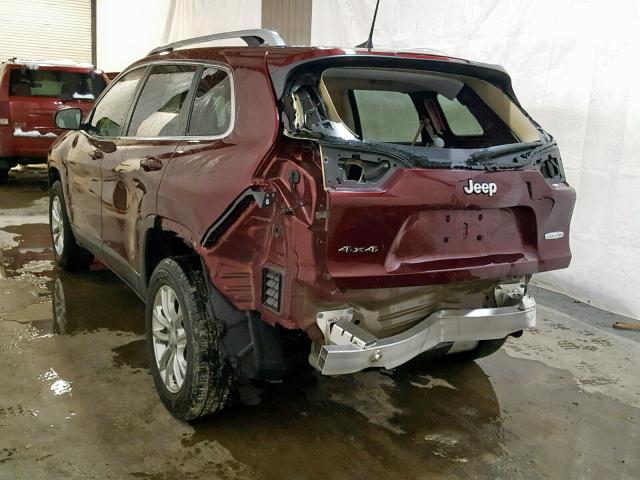 1C4PJMCX9KD138014 - 2019 JEEP CHEROKEE L BURGUNDY photo 3