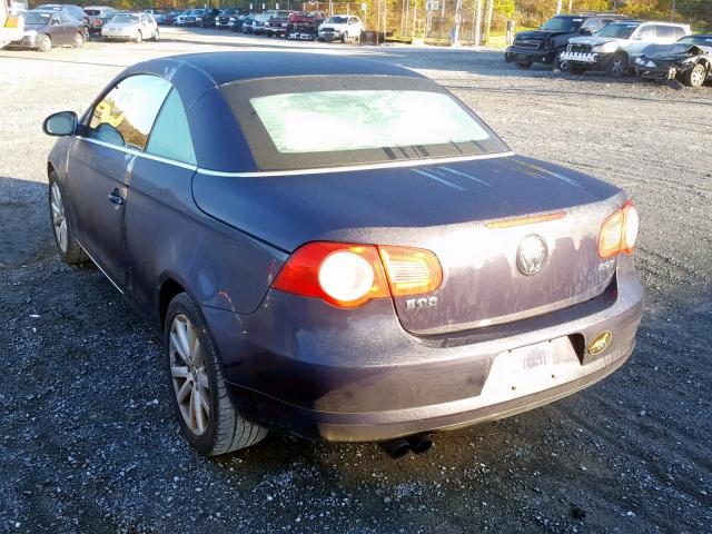 WVWFA71F77V016955 - 2007 VOLKSWAGEN EOS 2.0T L BLUE photo 3