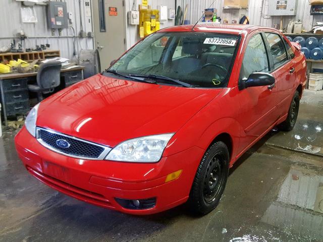 1FAHP34N37W361144 - 2007 FORD FOCUS ZX4 RED photo 2