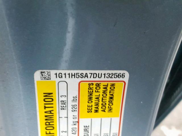 1G11H5SA7DU132566 - 2013 CHEVROLET MALIBU LTZ ლურჯი ფოტო 10