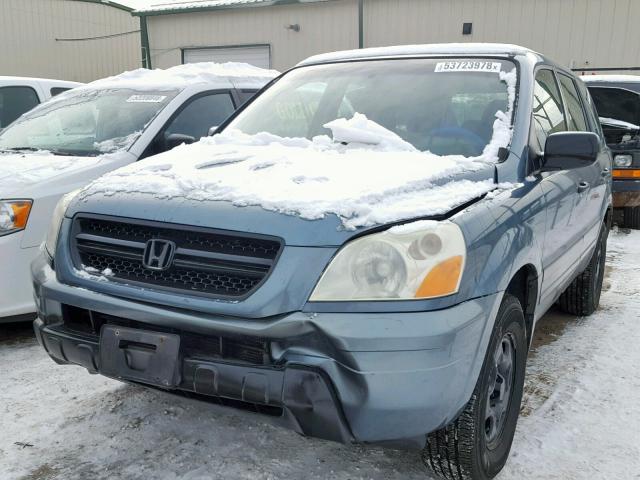 2HKYF18115H526393 - 2005 HONDA PILOT LX BLUE photo 2