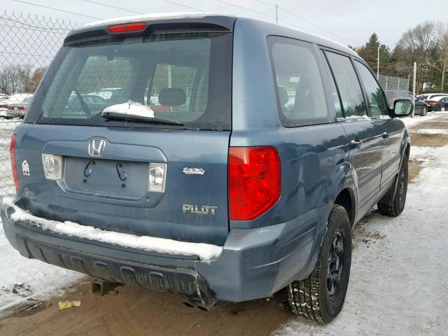 2HKYF18115H526393 - 2005 HONDA PILOT LX BLUE photo 4