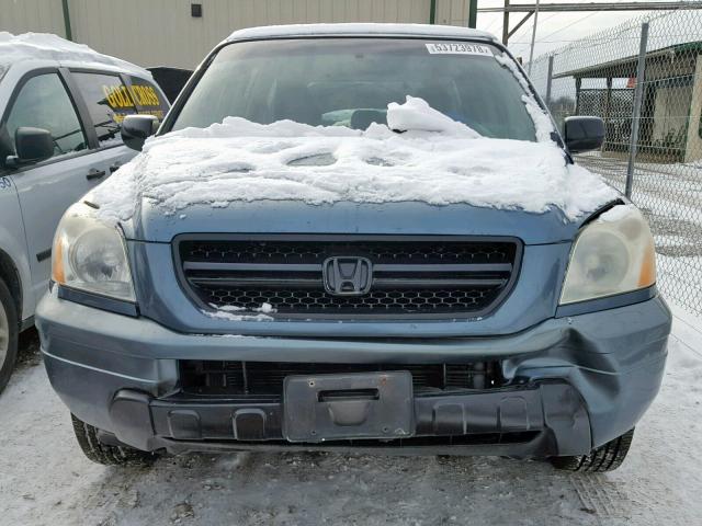 2HKYF18115H526393 - 2005 HONDA PILOT LX BLUE photo 9