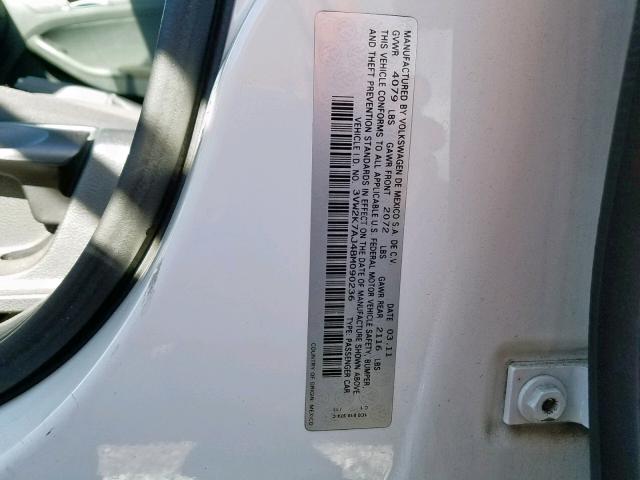 3VW2K7AJ4BM090236 - 2011 VOLKSWAGEN JETTA BASE თეთრი ფოტო 10